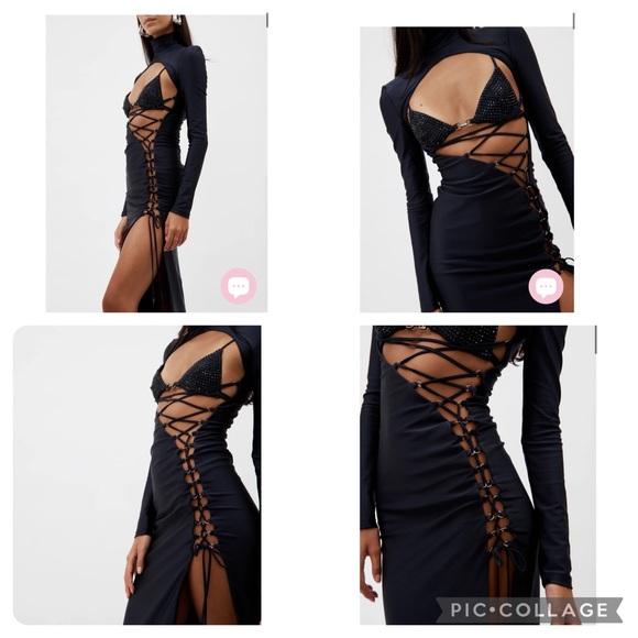 Dundas Coco Royal Gown Dress Black Detachable Embellished Bra IT48 US 8/10 $2990 - Picture 7 of 17